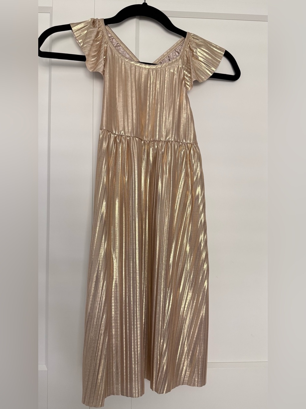 Like New ❤️jCrew Girls Metallic Gold Pleated Party Dress